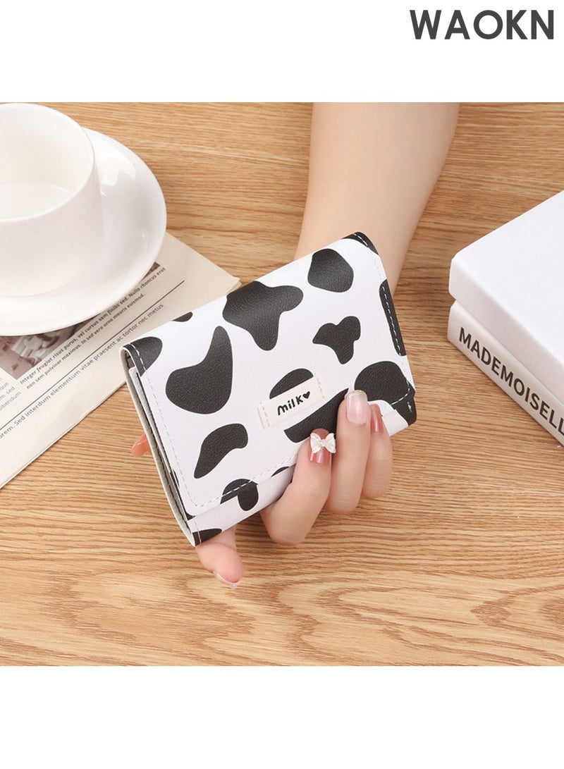 WAOKN Girls and boys wallet , Cute Print Mini Wallet Small Wallet , Cash Pocket Card Holder ID Window Purse , Mini wallet , Waterproof, ultra light, wear-resistant, wallet , suitable for Women and men , black and white . - Image 1